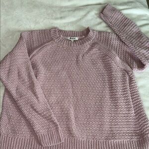 Madewell Pink Crew Neck Sweater with Textured Knit